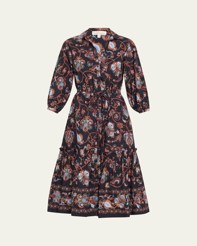 Hutton Puff-Sleeve Midi Shirtdress